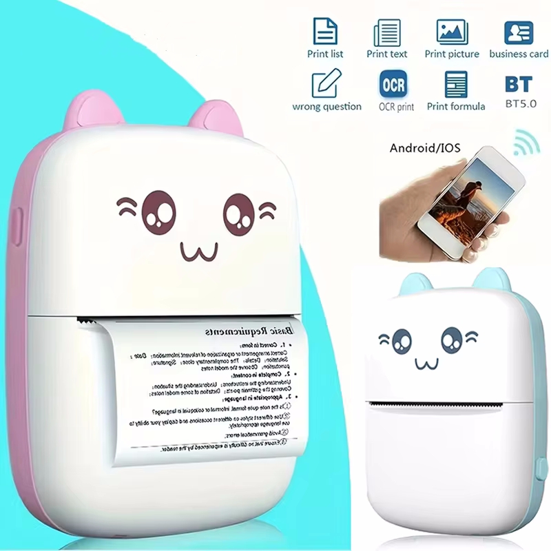Mini Pocket Thermal Printer Paper Roll - ミニポータブルサーマルプリンタプリントフォトポケットサーマルラベルプリンタ 58 ミリメートル印刷ワイヤレス Bluetooth Android iOS