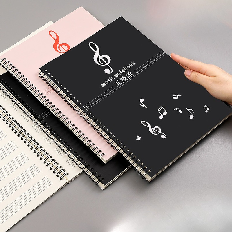 Blank Sheet Music Notebook - スパイラル綴じの白紙楽譜ノート、ワイドスタッフ楽譜用紙、子供、学生、初心者、ミュージシャン向け