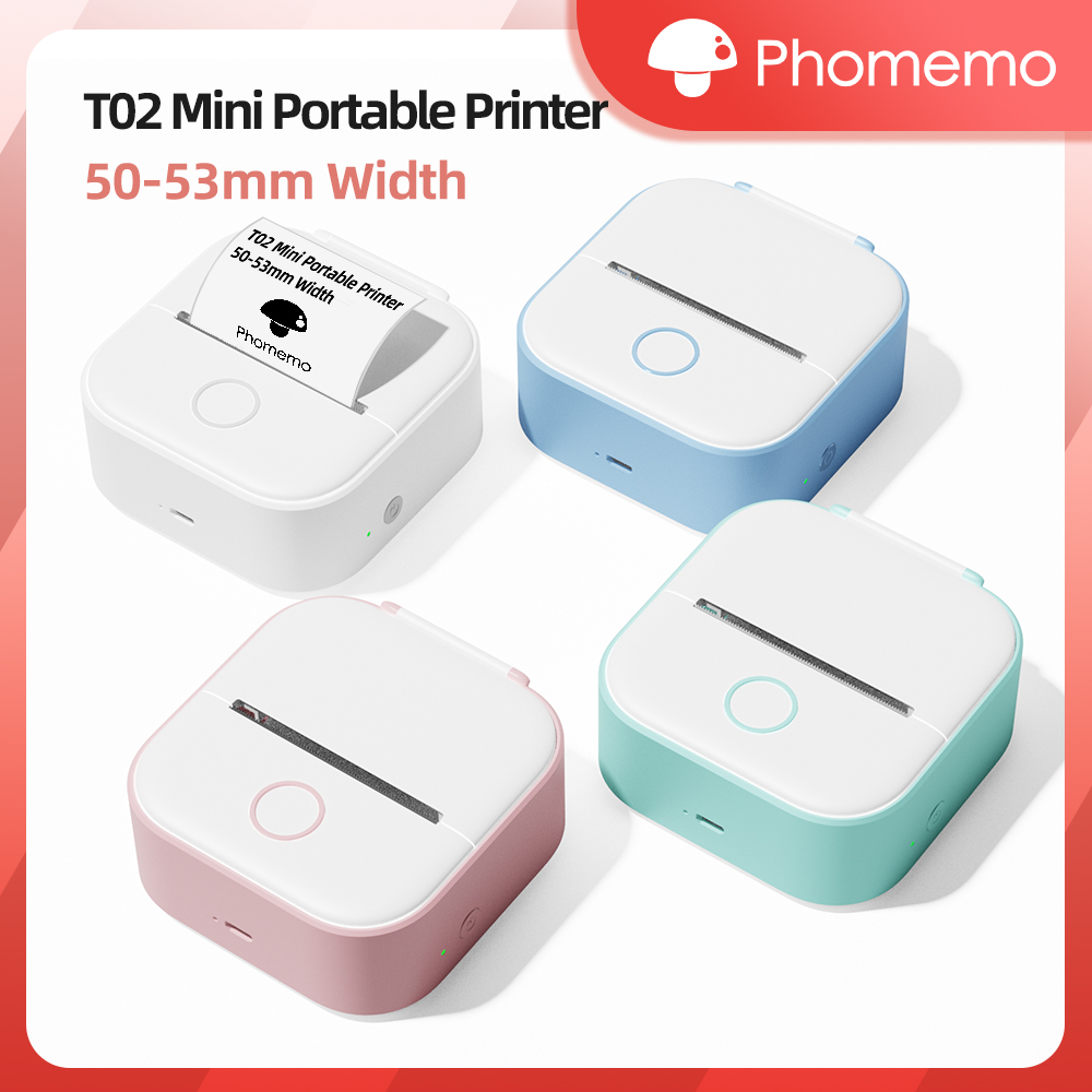 Mini Pocket Thermal Printer Paper Roll - Phomemo T02 ワイヤレスポケットサーマルプリンターポータブルミニワイヤレス BT 接続 203dpi