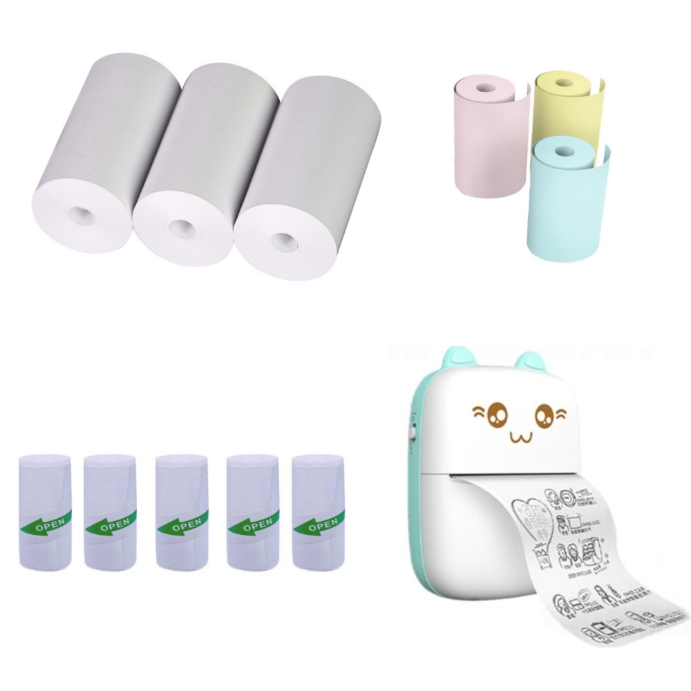 Mini Pocket Thermal Printer Paper Roll - 57 × 25 ミリメートル感熱紙ステッカー紙ラベル紙写真用紙カラー紙子供用カメラインスタントプリント子供用カメラプリンタ
