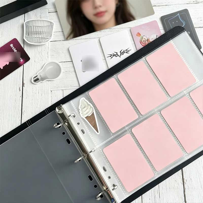 Kpop Photo Card Binder 3 Inch - 7/8スロットワイドA5 Dリングバインダー フォトカードホルダー ポータブル3インチ KPOPフォトカードコレクトブック 防水フォトアルバム