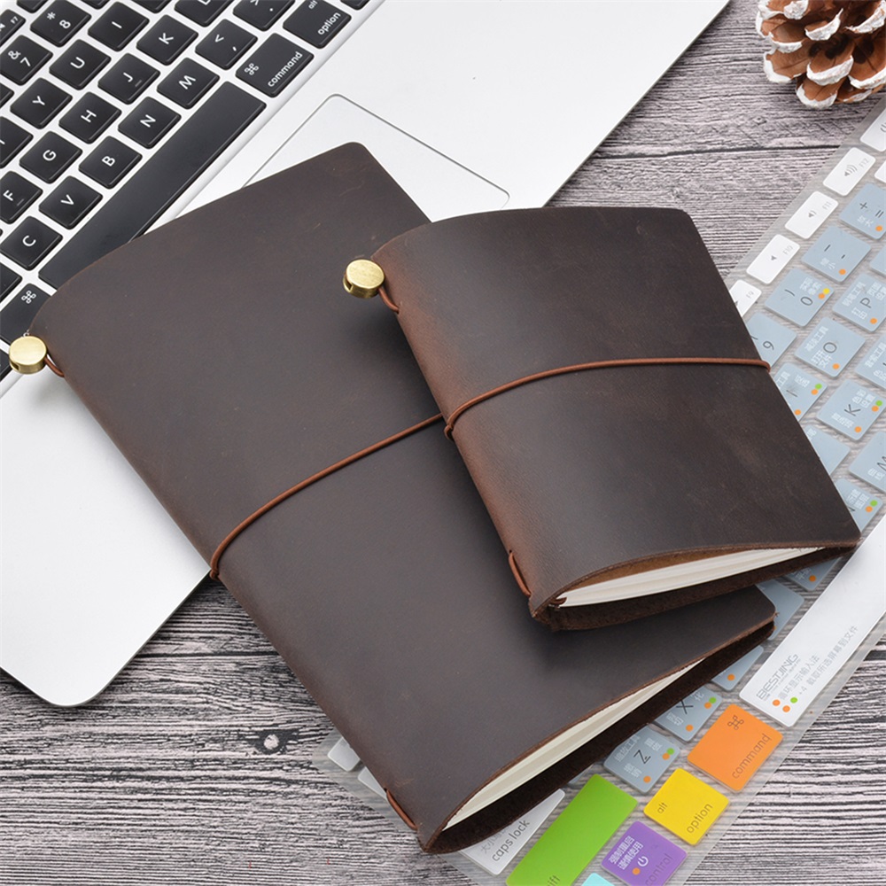Vintage Leather Journal Notebook - 本革トラベラーノート DIY ジャーナル 8 色レトロ日記ポータブル学校オフィス書籍クレイジーホースレザー