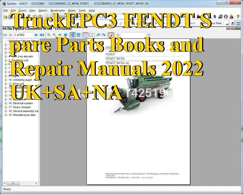 Books - TruckEPC3 FENDT スペアパーツ ブックおよび修理マニュアル 2022 UK+SA+NA