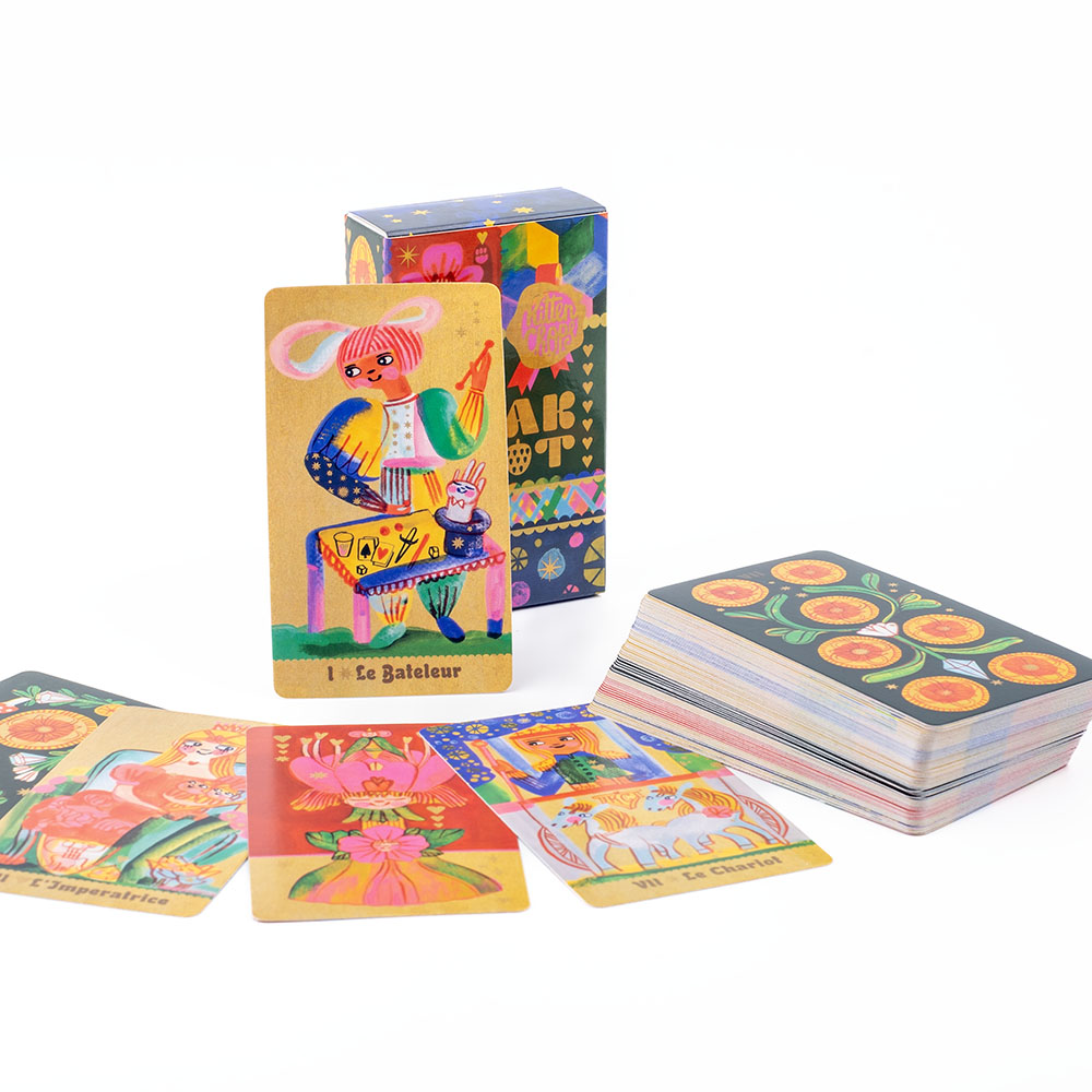 Tarot Deck With Guidebook - Pipshare-10.3x6cmのタロットカード,78枚の楽しいマセイユスタイルのデッキ,気まぐれな読書の世界