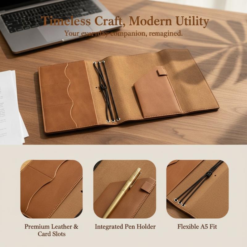 Vintage Leather Journal Notebook - 詰め替え可能なクレイジーホースレザーバインダーオーガナイザー、学生の勉強や仕事、日記用のヴィンテージコンパクトノート