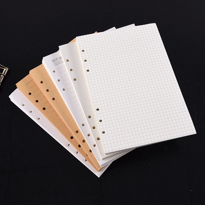 A5 Spiral Dotted Grid Notebook - A5 A6 A7 ブラッククラフトホワイトルーズリーフノートブックリフィルスパイラルバインダーインナーページラインドットグリッド内側紙文具