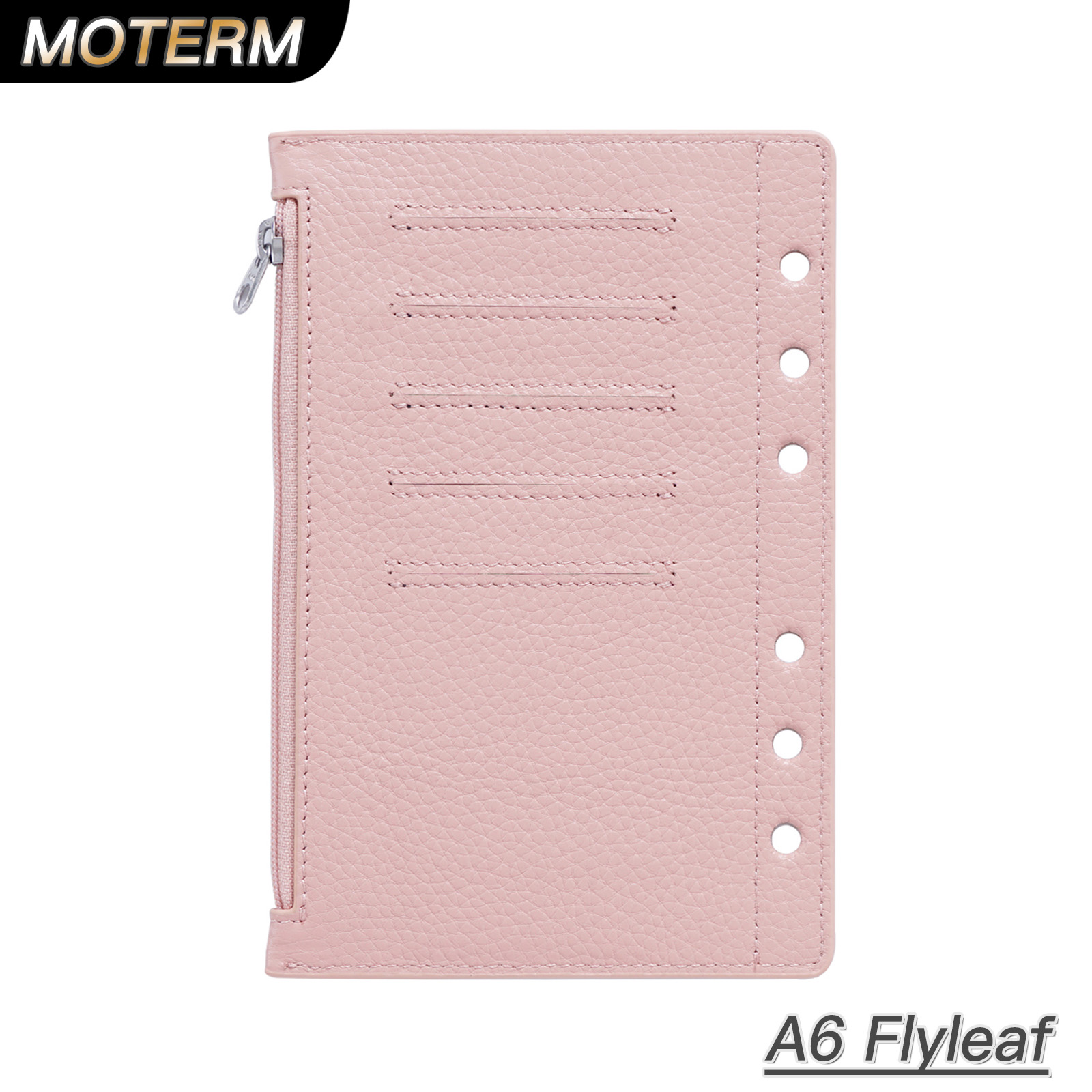 Vintage Leather Journal Notebook - Moterm ジッパー フライリーフ A6 サイズ リング